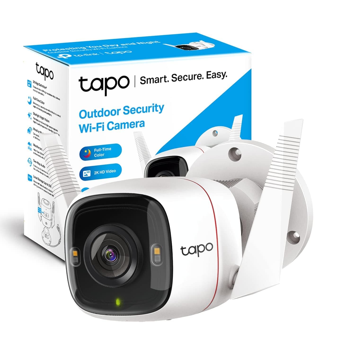 Tapo TP Link 2K 4MP QHD Security Camera Outdoor Wired, IP66 Weatherproof, Motion/Person Detection, Works with Alexa & Google Home, White, 1 Count (Pack of 1)