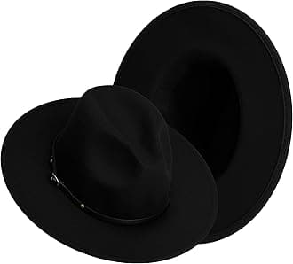 SAJUZENWide Brim Fedora Hats for Women Mens Felt Fedora Hats with Belt Buckle