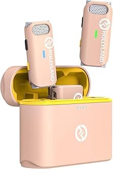 Hollyland Lark M1 Wireless Lavalier Microphone with Noise Cancellation, 656ft Transmission, 8H Battery Life, Compact Wireless Lapel Mic for DSLR Cameras, iPhone, Android, Live Streaming-Light Pink