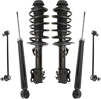 TRQ Front and Rear Suspension Kit Complete Strut & Coil Spring Assembly Shock Absorber Sway Bar Stabilizer Link Compatible with 2012-2018 Toyota Prius C