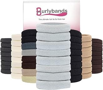 Burlybands Large Hair Ties for Thick Heavy or Curly Hair. No Slip No Damage Seamless Ponytail Holders Scrunchies Sports Thick Hair Ties. Women's Hair Elastics-Bands (Lt Gray 8 Pcs)