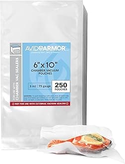 Avid Armor – Chamber Machine Pouches, Pre-Cut Chamber Vacuum Sealer Bags, Heavy Duty Seal Pouch, BPA-Free Chamber Sealer, Vacuum Chamber Pouches (250, 6x10)