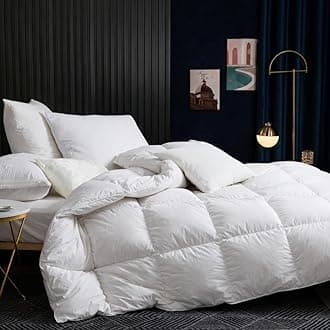 Luxury King Size Duvet 9 Tog Goose Feathers Down Duvet｜600TC Breathable 100% Cotton Cover & Down Proof Fabric｜Hotel Quality King Quilt with 8 Corner Tabs｜All Season & Machine Washable