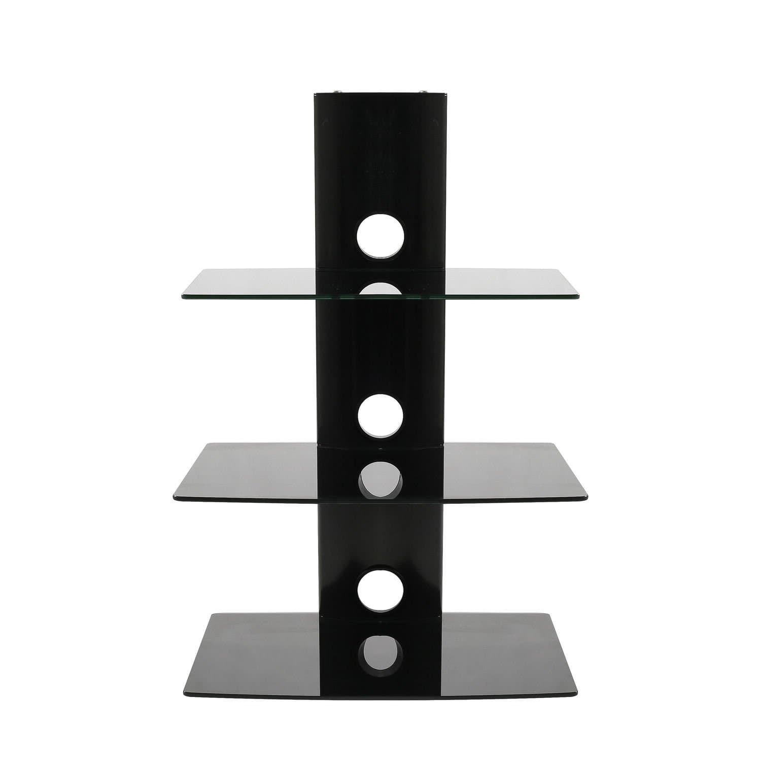 Glass Shelf Wall Mounted Tempered Floating Shelf for DVD Player/AV Receiver/TV Accessories, Black,3- Tier,Load Capacity 75lbs