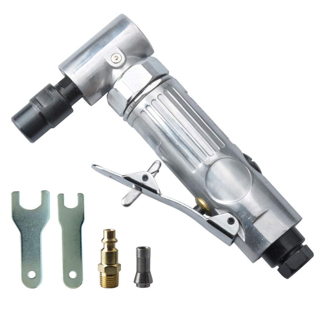 1/4-Inch 90° Angle Air Die Grinder, Mini Pneumatic Angle Die Grinder, Compact Air-Powered Grinder for Grinding, Polishing, Porting, and Deburring - Polished Finish