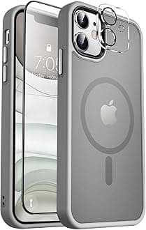 MOCCA Strong Magnetic for iPhone 11 Phone Case,[Compatible with Magsafe][Glass Screen Protector+Camera Lens Protector] Slim Thin Shockproof Cover Case for iPhone 11 6.1 inch, Titanium Gray