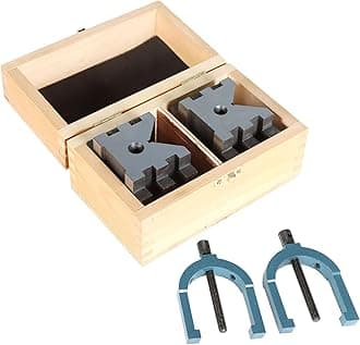 waltyotur V Block Set with Clamp Hardened Steel 90 Degree Angle Precision V Block Set 2-3/8 x 2-3/4 x 2 Multi-Use Gauge Gage Machinist Tool with Box