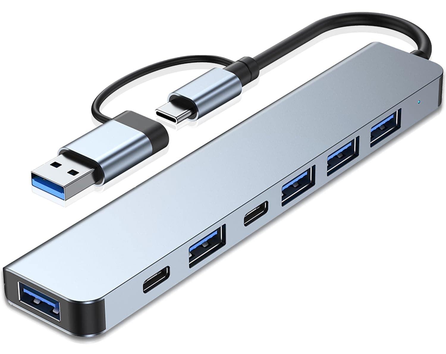 Aluminum USB C & USB Hub 7-in-1 with USB 3.0, USB-C Ports for PC/Laptops/MacBook Pro/Air/iMac/iPad and More Devices