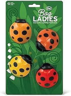 Genuine Fred BAG LADIES, Ladybug Bag Clips, Set of 4, Cute and Durable Food Storage Clips, Keeps Food Fresh, Fun Kitchen Accessories and Great Gift for Ladybug Lovers