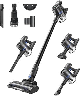 DREAME J30-W Cordless Vacuum Cleaner, 450W Powerful Suction, 65Min Runtime, LED Headlights, HEPA Filtration, Detachable Battery, Stick Vacuum Cleaner for Pet Hair & Hard Floor