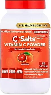 C-Salts Vitamin C Powder - 100% Pure Buffered Ascorbic Acid Powder for Daily Immune Support & Collagen Production - Stomach-Friendly Organic Vegan Non-GMO Sugar-Free - 84 Servings - Blood Orange, 8oz