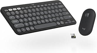 Pebble 2 Combo, Wireless Keyboard and Mouse, Quiet and Portable, Customisable, Logi Bolt, Bluetooth, Easy-Switch for Windows, macOS, iPadOS, Chrome -