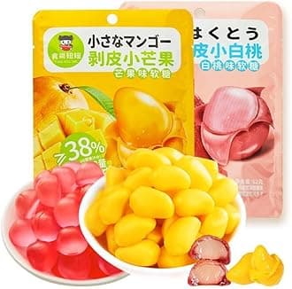 Mango Peelable Candy62g/bag,white peach Peeling Fruit Fudge, 50% Juice Content gummy candy,Peeling Gummy Candy,Healthy Desserts,Wedding Candies,Sweets,Instant fruit Snacks (White peach,10bag)
