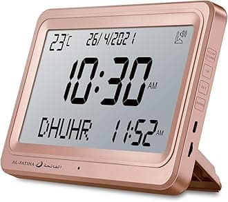 Azan Clock, Automatic Worldwide Digital 8 Azan Prayer Sounds Muslim Prayer Clock for Home Decor (Pink)
