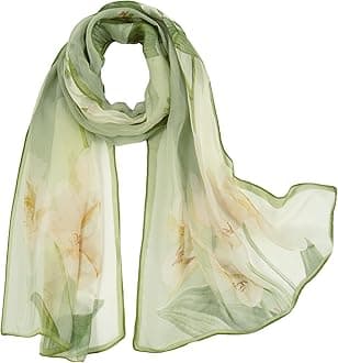Herebuy - Unique Women's Floral Scarves: Chiffon Flowers & Birds Printed Scarf