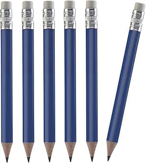 TH Golf 100pcs Golf Pencils, 4 Inch Mini Half Pencils with Eraser Sharpened Wood Mini Round for Schools Wedding Toddlers Home Corporate Multiple Colours (Dark Blue)