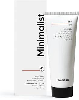 Minimalist Sunscreen SPF 50 PA+++ with Niacinamide & Multi-Vitamins | Clinically Tested in US (In-Vivo) | Lightweight with Multi-Vitamins | No White Cast | Broad Spectrum | Face Sunscreen for Men & Women | 30gm