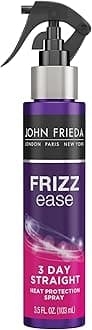 Frizz Ease 3 Day Straight Heat Protection Spray, Keeps Hair Straight and Frizz-Free for 3 Days, Keratin-Infused Flat Iron & Styling Spray for a Smooth, Sleek Finish, 3.5 Oz