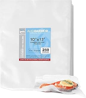 Avid Armor Chamber Vacuum Sealer Bags – Heavy Duty, BPA-Free, Pre-Cut Chamber Vacuum Bags for Food Preservation, Freezer Storage, Sous Vide and more, 250/Pack (10x13) – Multi-Use Vacuum Bags