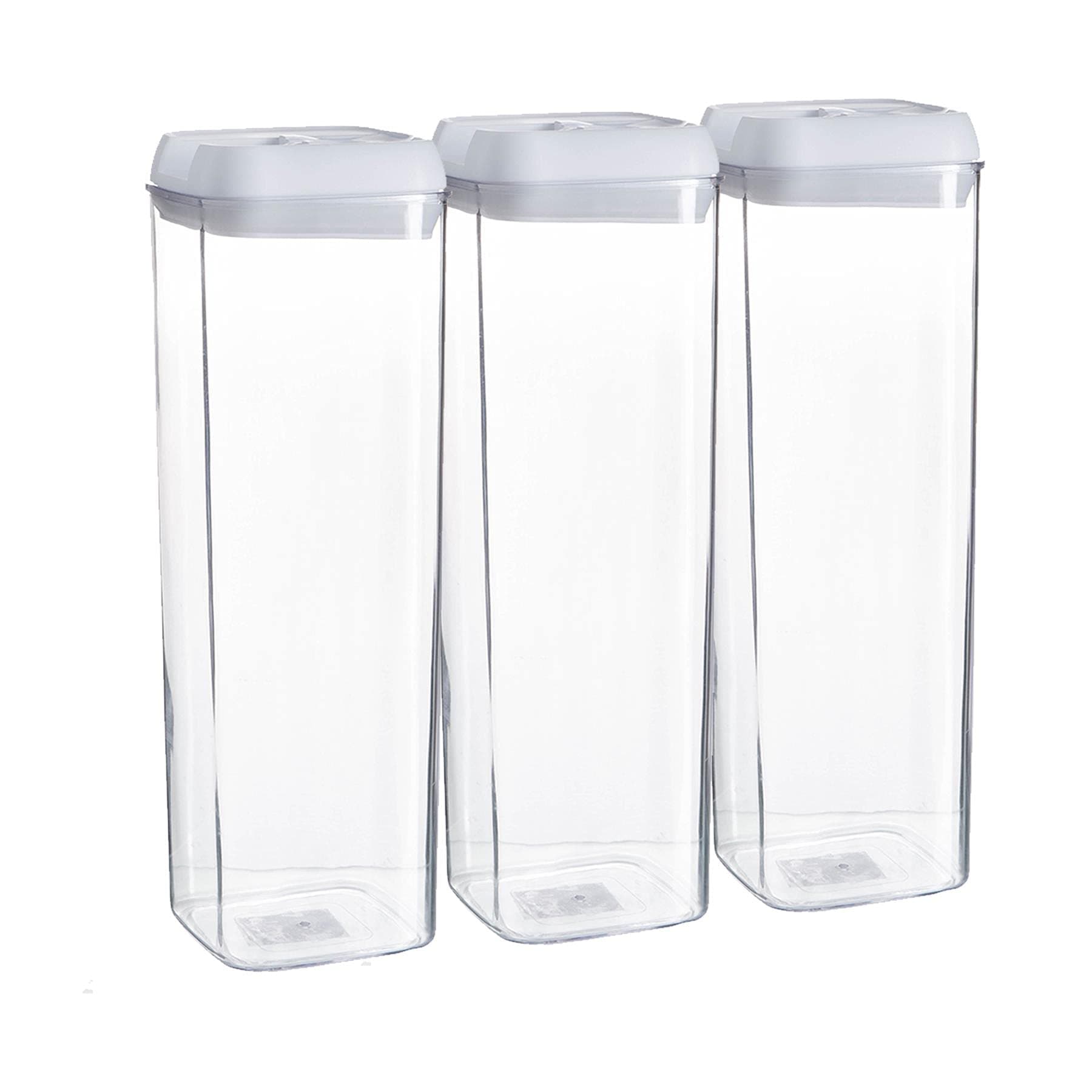 Argon Table Food Storage Containers with Airtight Flip Lock Lids - 1900ml - White - 3 Pack - Plastic Kitchen Storage Tupperware Pantry Food Organiser for Cereal, Oats, Sugar, Coffee, Biscuits, Tea