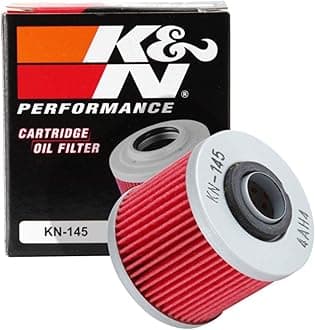 Motorcycle Oil Filter: High Performance, Premium, Designed to be used with Synthetic or Conventional Oils: Fits Select Yamaha Vehicles, KN-145