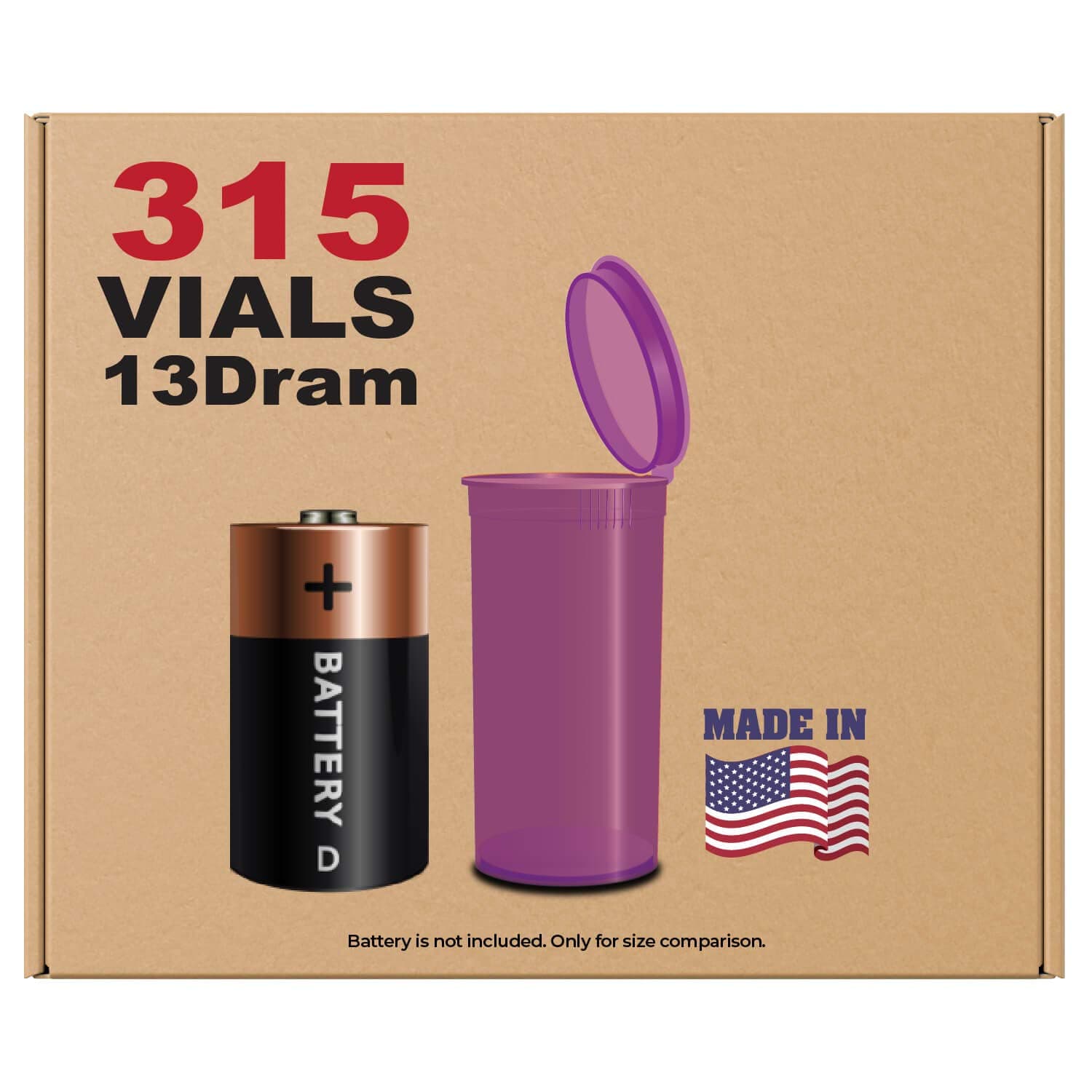 W Gallery 315 Translucent Violet Vials - 13 DRAM Pop Top Bottle - Airtight Smell Proof Containers - Medical Grade Plastic Prescription Bottles for Pill Herb Flower Supplement, Bulk Pack, Not Glass Jar