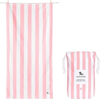 Dock & Bay Lightweight Beach Towel for Travel - Cabana Light - Malibu Pink - Large (160x90cm, 63x35) - Fast Dry Towel for Swim, Camping Towel for Outdoors - 100% Recycled