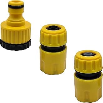 Pipestation Garden Hose Connector Set - Tap Hose Connector for Outdoor Hose - Hose Tap Connector Compatible with Hozelock - BSP Threaded Fittings for 3/4 inch & 1/2 inch Hosepipe