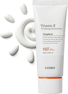 COSRX Vitamin E Vitalizing Sunscreen,SPF 50 Broad Spectrum Face Sunscreen, Lightweight, Non-Sticky, No White Cast, Vitamin E for Antioxidant Care, For All Skin Tones, Korean Skincare, 1.69 fl oz