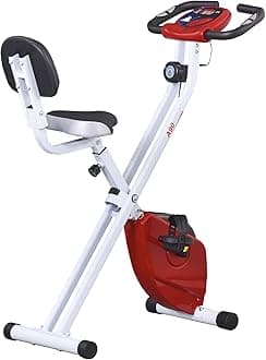 HOMCOM Folding Exercise Bike, Fitness Bicycle Indoor Trainer, Quiet 8-Level Magnetic Resistance, with LCD Monitor, Pulse Sensor and Wheels for Sport Maison and Cardio Training