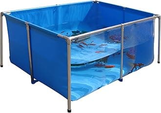 PVC KOI Aquarium Tank, Temporary Fish Tank with Clear Viewing Panel, KOI/Goldfish Pond with 304SS Frame & Drain Valve(47.3" L*31.5" W*23.6" H, About 135Gal Water Capacity)