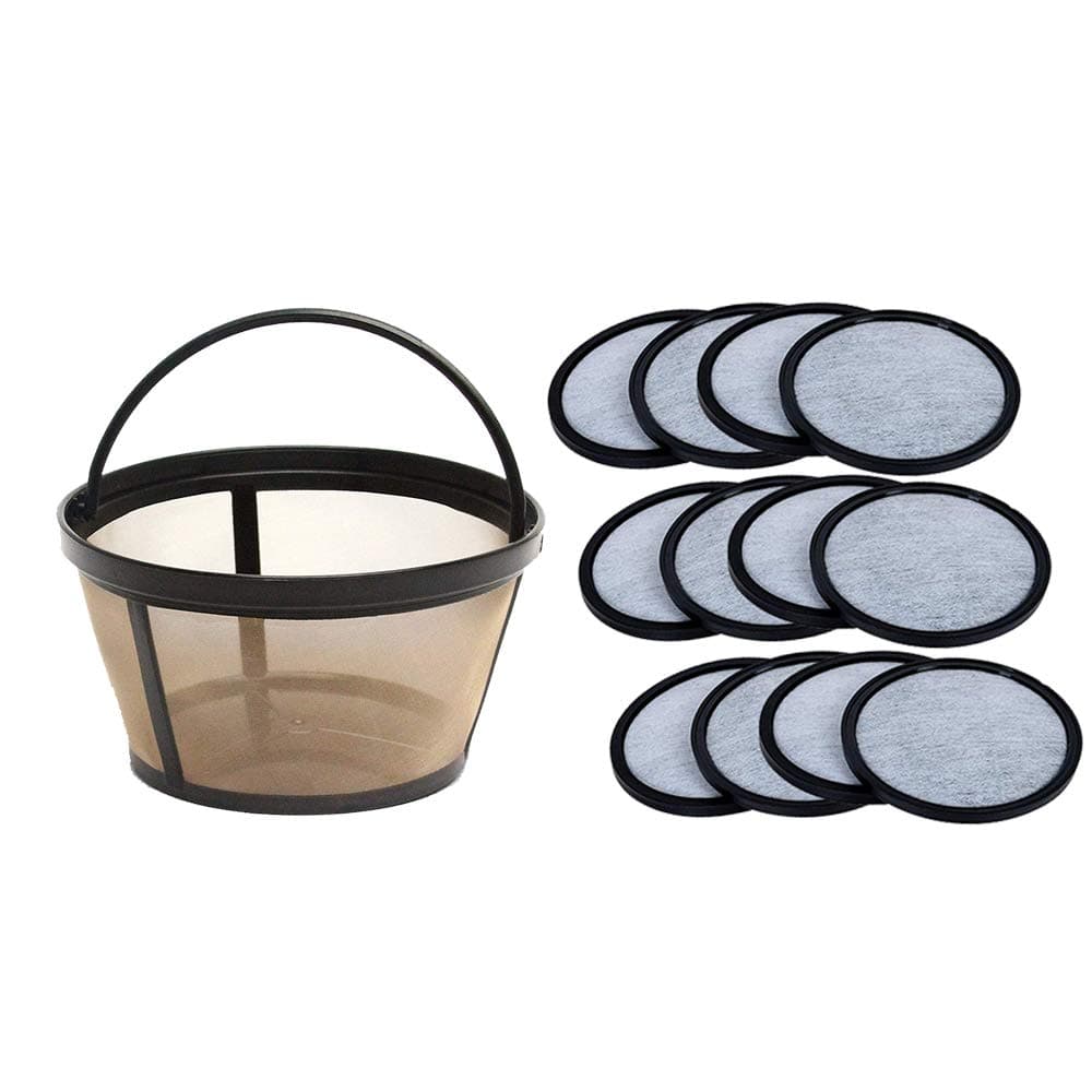 Replacement Charcoal Water Disks for Mr. Coffee Machines [12 Pack] + Reusable Basket Coffee fits Mr. Coffee