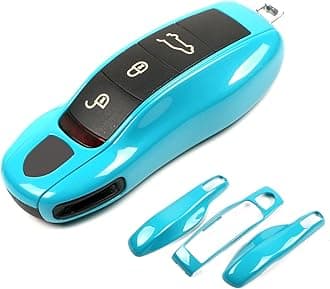 Miami Blue Key Fob Cover Compatible with Porsche Key Shell Key Fob Shell Replacement Compatible with Porsche Cayenne Panamera 911 718 Macan Boxster Cayman Old Style