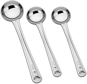 3 Pieces Stainless Steel Ladle Set for Kitchen Cooking and Serving, Pack of 3, Karchi/Soup Ladle/Kalchun, Silver (Size: 12.5 inches x 1, 11 inches x 2)
