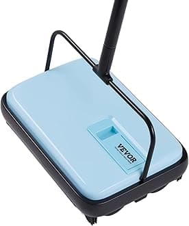 Carpet Sweeper Manual, Floor Sweeper with 300 ml Dustbin Capacity Easy to Empty, 6.7 inch Cleaning Width for Home Office Carpets Pet Hair Dust, Blue