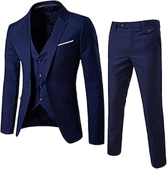 Men's Slim Fit 3 Piece Suits Notch Lapel One Button Business Wedding Prom Suit Jacket Blazer Tux Vest & Trousers