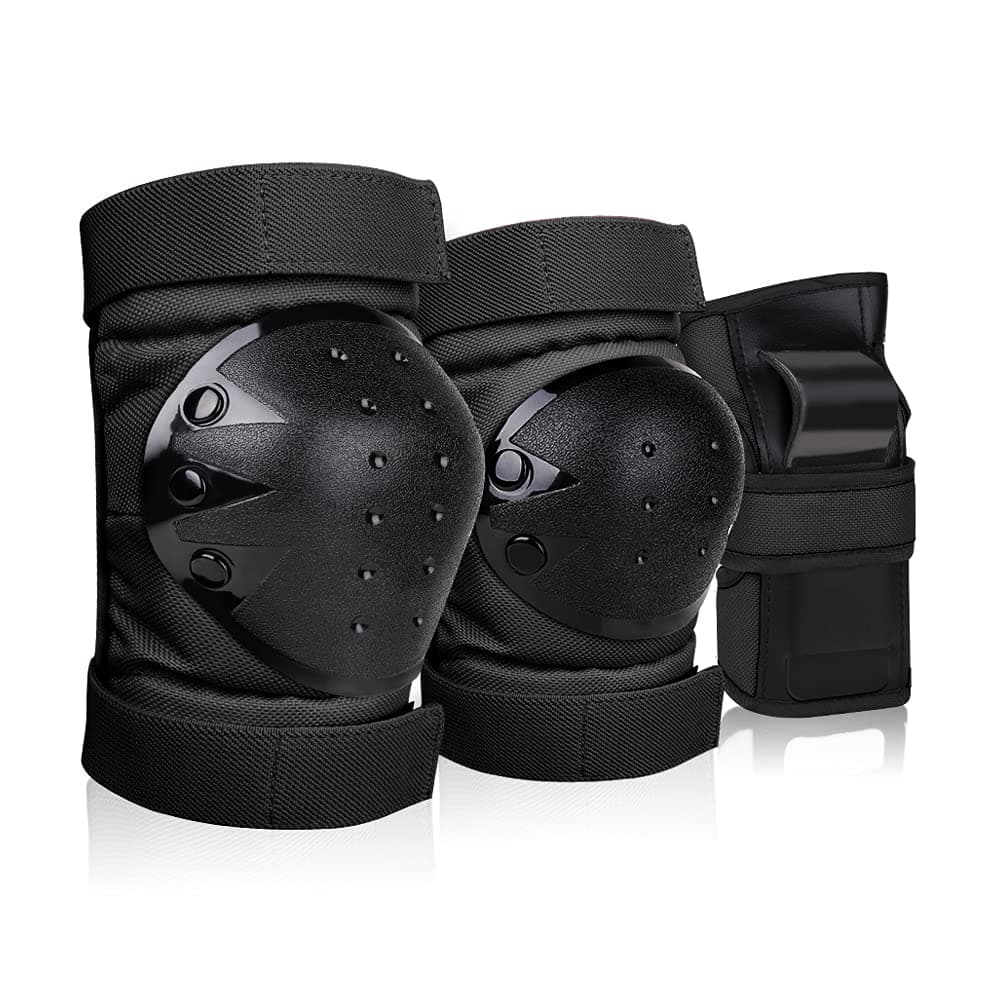 DEKINMAX Knee Elbow Pads: Protective Gear Set 3 in 1 Knee Pads with Wrist Guards Kids Adult Youth Women Men Adjustable Biking Skating Rollerblading Scooter Skating