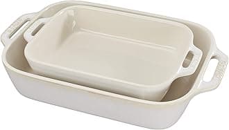 STAUB Ceramics Rectangular Baking Dish Set, 2-piece, Rustic Ivory