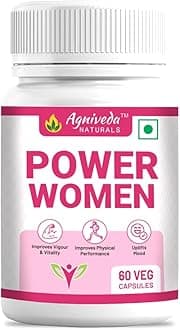 Agniveda Naturals Power Woman | All-Natural Stamina Booster for Women | Ashoka, Lodhra, Shatavari + 15 More Potent Herbs | 500mg - 60 Veg Caps