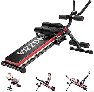 Bigzzia Ab Machine, 5-in-1 Adjustable Ab Workout Bench Core Abdomen Trainer for Stomach Workout, Crunch Machine Exercise Equipment for Home Gym - Sit UP, Push UP, Leg Press, Glider, Roman Chair, 330lbs Capacity