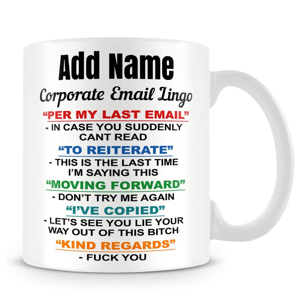 MUGGZ Funny Work Mug Personalised Gift - Corporate Email Lingo