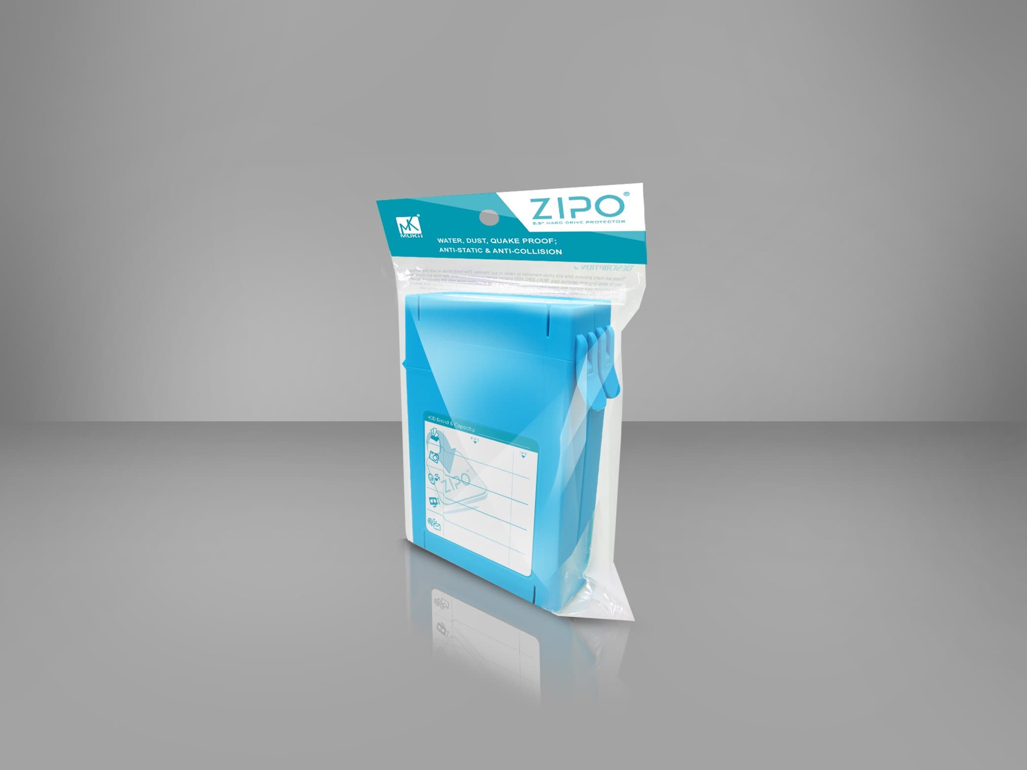 MUKii-ZIO-P210-BL Blue 2.5 HDD Protector Case (2pcs Pack)