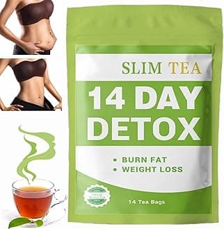 14 Day Detox Weight Loss Tea, Natural Herbal Detox Tea for Women & Men, 14 Individually Wrapped Tea Bags - Fat Burn, Bloating Relief & Weight, Caffeine-Free, Promote Digestion, Quick Results