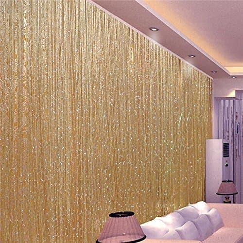 Flytaker Glitter Tassel String Line Door Window Curtain Room Divider Screen Decor Window Treatments (Champagne)