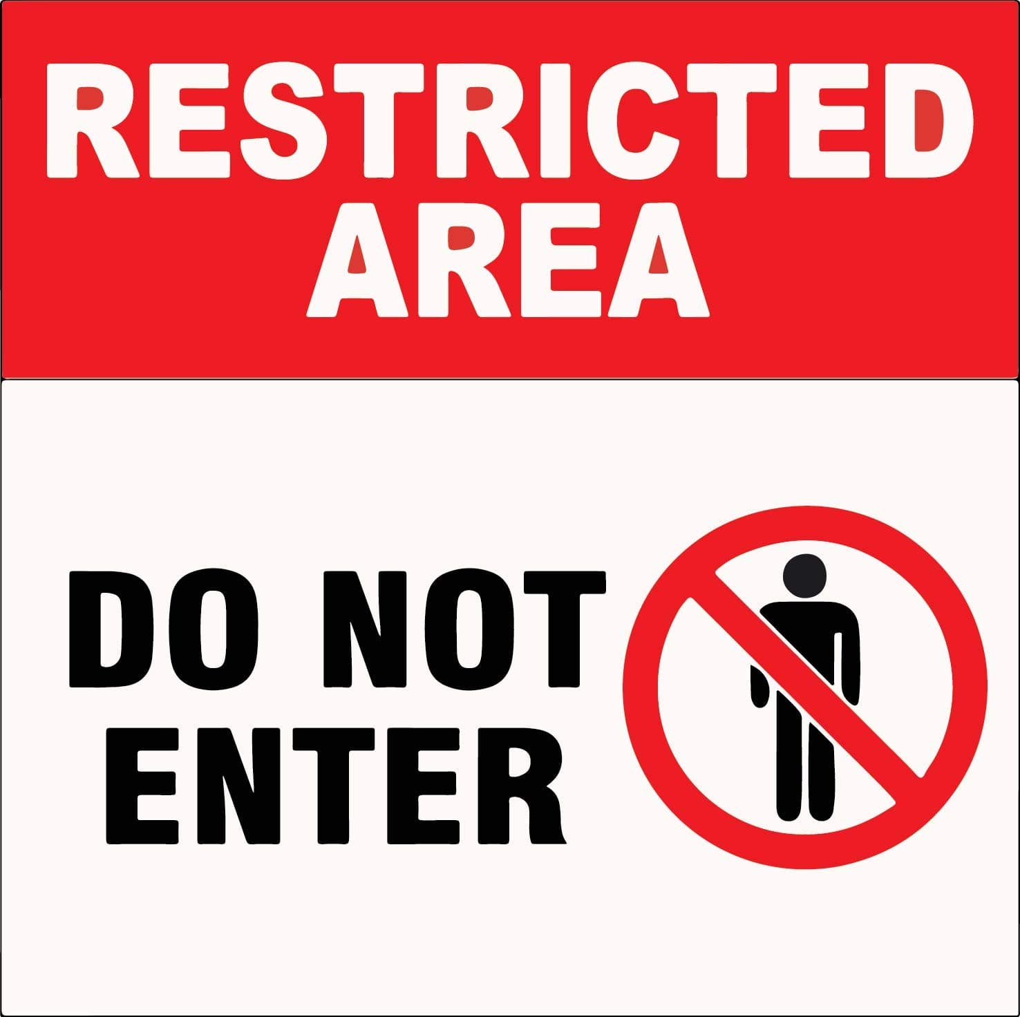 Danger Restricted Area Do Not Enter Sign Sticker for Office Factories Size L X H 30 X 25 CM