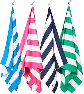 Dock & Bay Beach Towel - Quick Dry, Sand Free - Compact, Lightweight - 100% Recycled - Includes Bag - Cabana - Set G (4), Extra Large (200x90cm, 78x35)