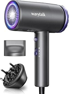 Hair Dryer with Diffuser 1875W Ionic Blow Dryer for Fast Drying with Concentrator Lightweight, Purple.