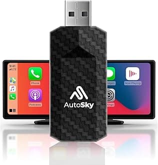 AutoSky Wireless CarPlay Adapter 2023 Pro Slim Edition - Smallest Latest and Fastest Wireless CarPlay Adapter - Factory Wired CarPlay Cars - USB-A and USB-C Cable - Wired