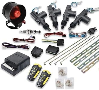 SUNWAN Car Remote Central Locking Kit 4 Doors Keyless Entry System + Anti-Theft Alarm Immobiliser System with Shock Sensor Universal Fits for All Ca-Type-1