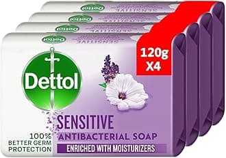 Dettol Sensitive Bathing Soap, Lavender & White Musk Scent, 120g x 4